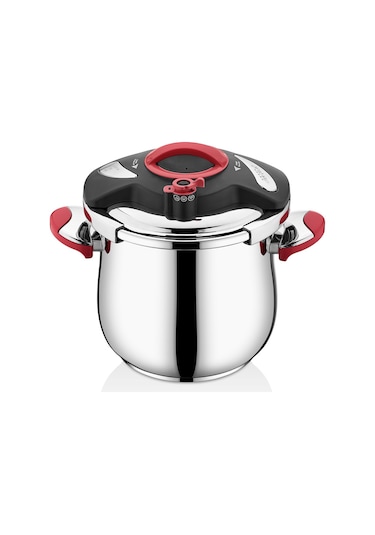 Inter Çelik Pratik Kapaklı Düdüklü Tencere 8 L Kırmızı