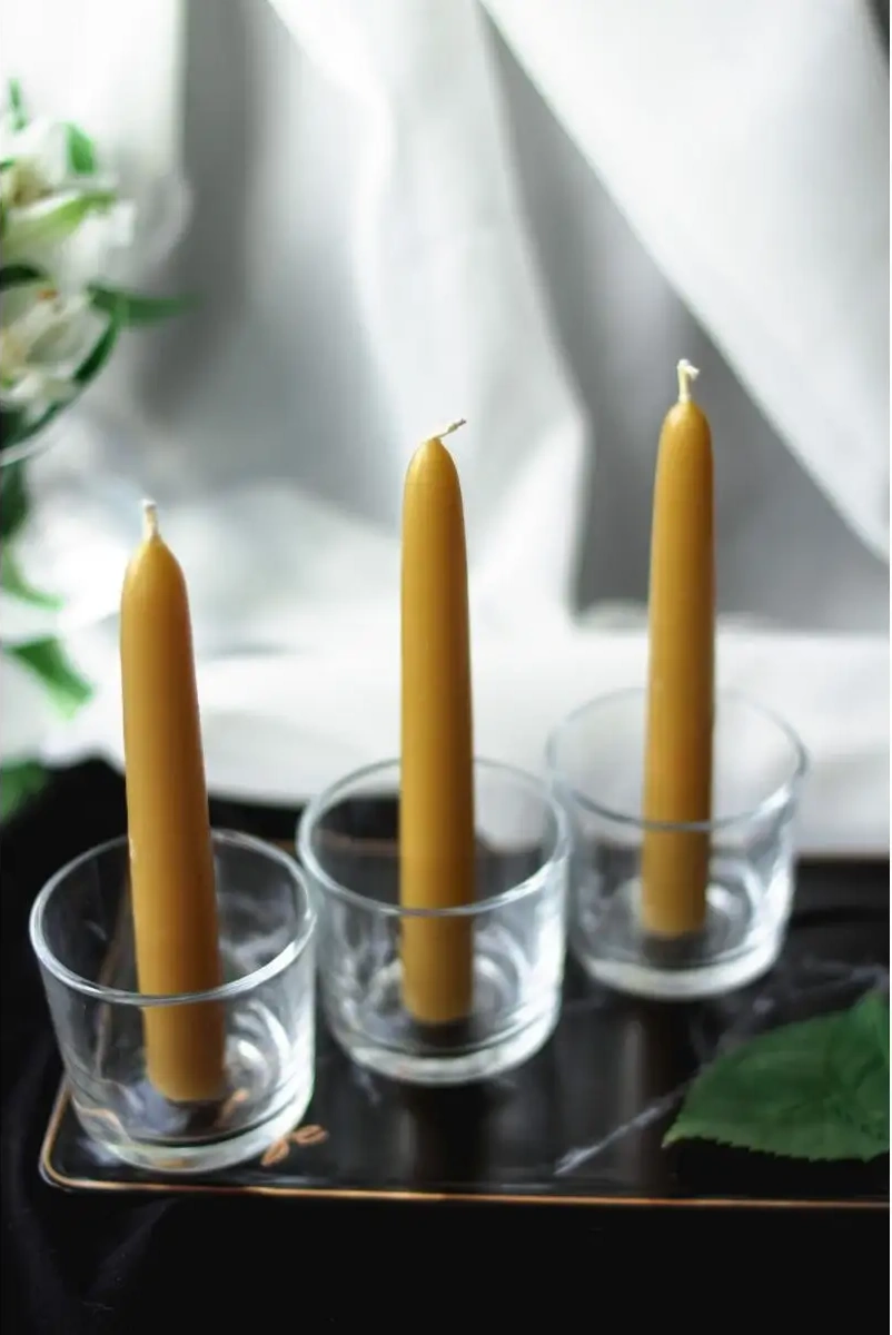 Medovye Sveci Sibiri Doğal Balmumu Mumlar, Balmumu %100, 15 Cm, 240 Dak. 13165765 Gri