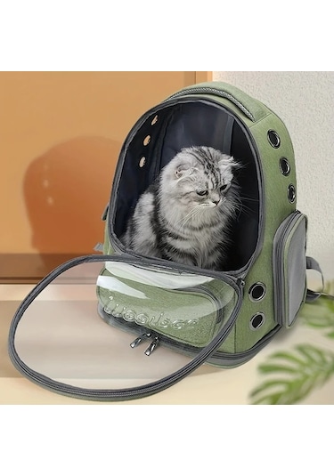 Elmpaly Gri Şeffaf Kedi Sırt Çantası, Küçük Köpekler İçin Seyahat Sırt Çantası, Nefes Alabilen Kedi Taşıma Çantası
