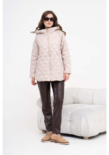 FTZ Women Ftz Kadın Kapitone Kaban Beige 30966 Beige Bej