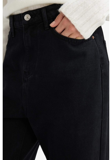 Defacto Straight Fit Yüksek Bel Uzun Jean Pantolon E9129ax25aunm40 Siyah