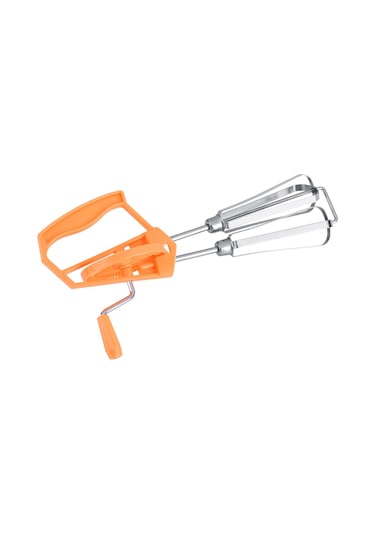 Geeroyoo Stainless Steel El Döndürmeli Çift Başlı Elle Kek Hamuru, Yumurta Ve Yağ Karıştırıcı - Otomatik Rotasyonlu, Dayanıklı, Turuncu Turuncu