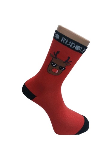 3'lü Set Pamuklu Yılbaşı Erkek Soket Çorap - Çok Renkli Mavi