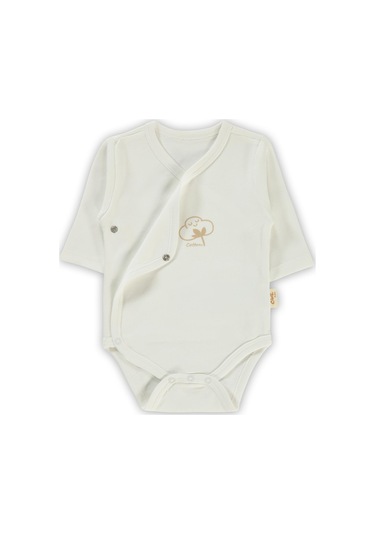 Civil Baby Organik Pamuklu Kruvaze 0-6 Ay Çıtçıtlı Badi - Ekru 3-6 Ay Ekru