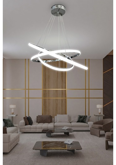 3'lü Çember Led Avize - - Kumandalı / Siyah Siyah