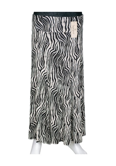 Barem Kadın Arzu Korsajlı 6 Parçalı Desenli Penye Siyah Etek D57 Siyah