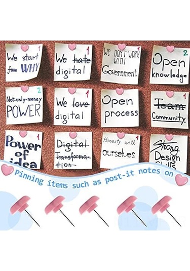 Mufunye 100 Adet Pembe 0.47 İnç Uçlu Pushpin - Yumuşak Tahta Duvar Panosu İçin Fotoğraf Kartpostal Harita Sabitleyici Ofis Ve Ev Dekorasyon Çivi