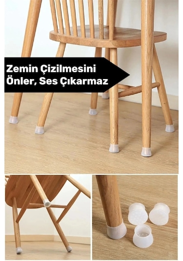 Premium Kaydırmaz Çizdirmez Mobilya Masa Sandalye Zemin Koruyucu Silikon Pabuç Ayak Kılıf 48 Adet