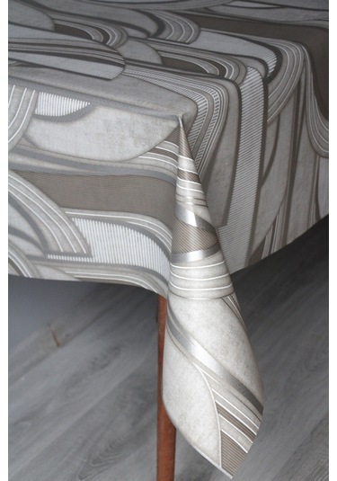 Elyaf Silinebilir Pvc Muşamba Masa Örtüsü 1251-1 Metalikçizgi Gümüş