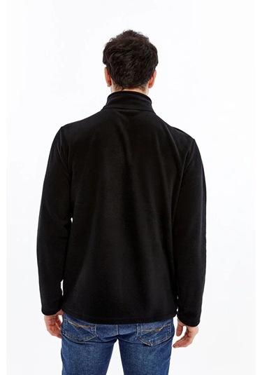 Champp Tam Fermuarlı Siyah Unisex Polar Beyaz - Siyah