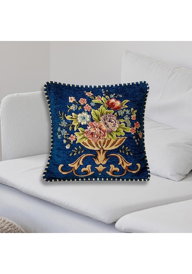 Suntek 48x48cm Makinede Yıkanabilir Dekoratif Yastık Mavi Mavi