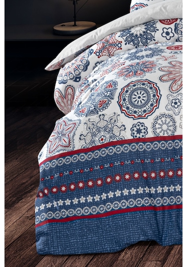 Lastikli Çarşaflı Tek Kişilik Nevresim Takımı Star Lacivert-gri