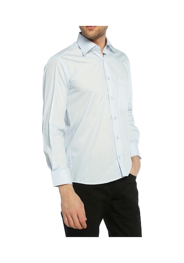 Açık Mavi Klasik Kesim Uzun Kol Düz Renk Erkek Gömlek // 150-3 Açık Mavi (345591907) Açık Mavi