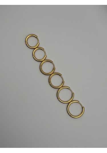 Arnes Jewelry Çelik Gold 3'lü Halka Küpe Gold