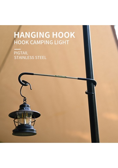 Youtek Stahl Camping Laterne Halterung - Spiralform Doppelte Haken Tragbar Anti-rutsch Outdoor Lampenständer Schwarz Siyah