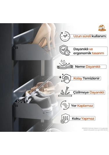 Kilitli 5'li Metal Ayakkabılık - Antrasit