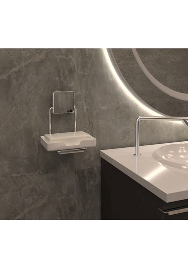 Decorev Şık Dekoratif Kullanışlı  Krom Sabunluk Plastik Hazneli