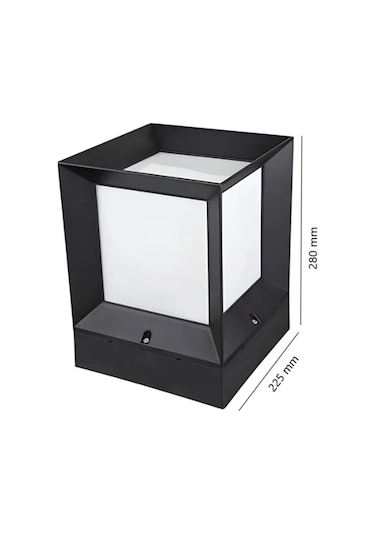 Şanled Kare Küp Dekoratif Siyah Kasa Set Üstü Bahçe Aydınlatma Armatürü -6 Adet Şeffaf