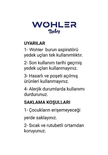Wohler Nazal Burun Aspiratörü Yedek Uç 10 'lu ( Otribebe Uyumlu )