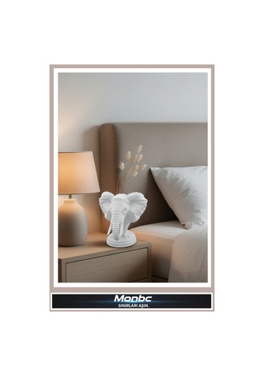 Monbc Modern Stil Fil Büstü 3d Tasarım Dekoratif Biblo, Hediyelik Ve Ev Ofis İçin Şık Aksesuar