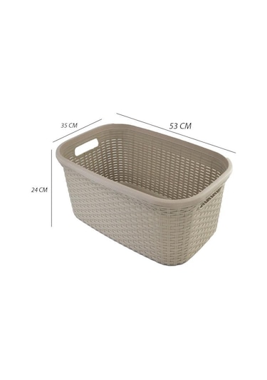 Hasır Desenli Plastik Çamaşır Selesi, Bej Diğer