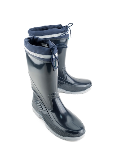 Gezer Erkek Kışlık Boğazdan Bağcıklı Pvc Su Geçirmez Çizme Lacivert