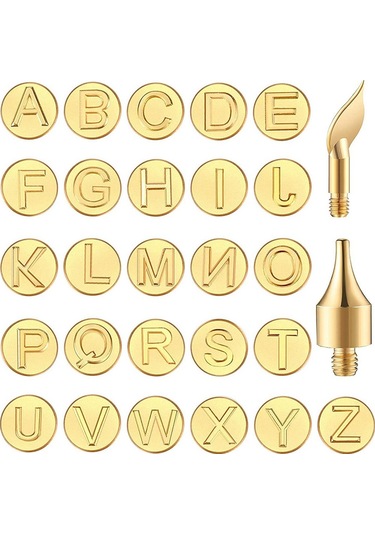 Tangshopping 28 Parça Ahşap Yakma Ucu Harfler Ahşap Yakma Araçları Kişiselleştirilmiş Setler, Oyma El Sanatları Için Ahşap Yakma Dıy