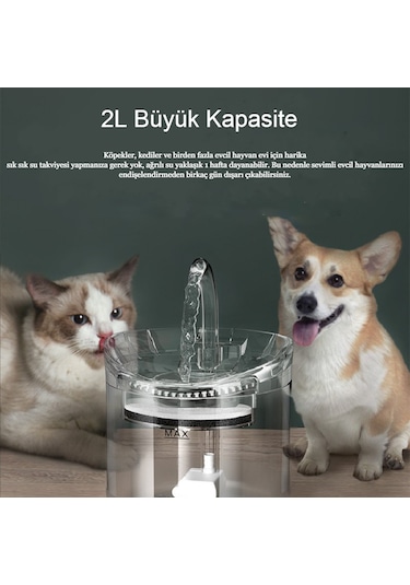 Interstech Akıllı Sessiz Kedi Sessiz Şeffaf Otomatik Pet Su Sebili