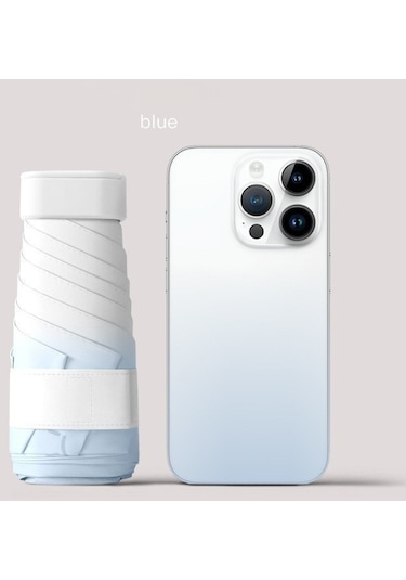 Yystore Kadın Altı Kemikli Ultra Hafif Mini Güneş Şemsiyesi Degrade Renk Tls9184 Açık Mavi