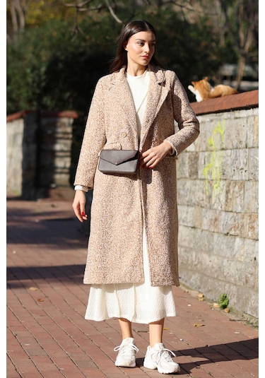 Giyim Dünyası Kadın Buklet Oversize Kaban Bej 001