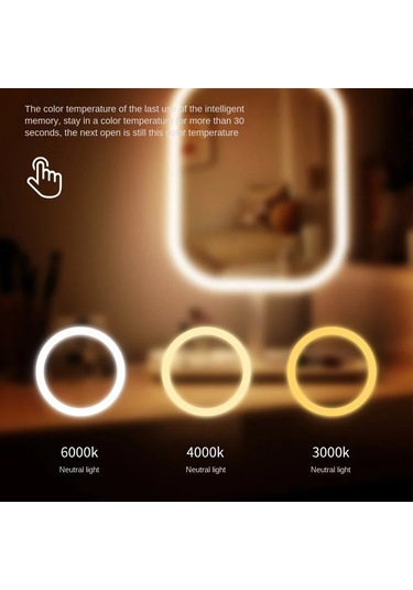 Modern Masaüstü Makyaj Masası Aynası 3 Renkli Işık Led Makyaj Pembe