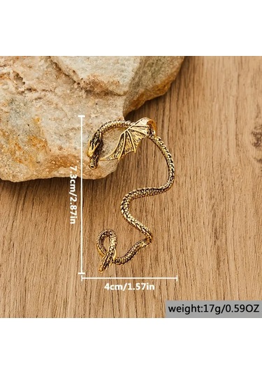 Retro Tarzı Sarmal Ejderha Küpeler, Moda Punk Gotik Parti Küpeleri, Antika Gümüş.