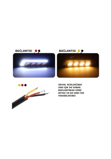 3 Modlu DRL 16CM Esnek Su Geçirmez Gündüz Ledi Çift Renkli Far