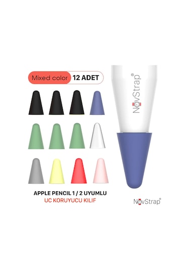 Novstrap  Pencil 1-2 Nesil Usb-c Pro İle Uyumlu Kalem Ucu Koruyucu Silikon Kılıf 12 Adet Paket