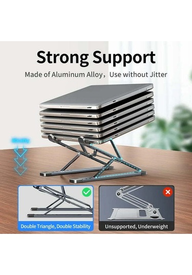 Teltree Alüminyum Çift Kullanıma Uygun Dizüstü Bilgisayar/tablet Tutucu, Ayarlanabilir N8 Standı, Hafif Ve Taşınabilir, Gümüş