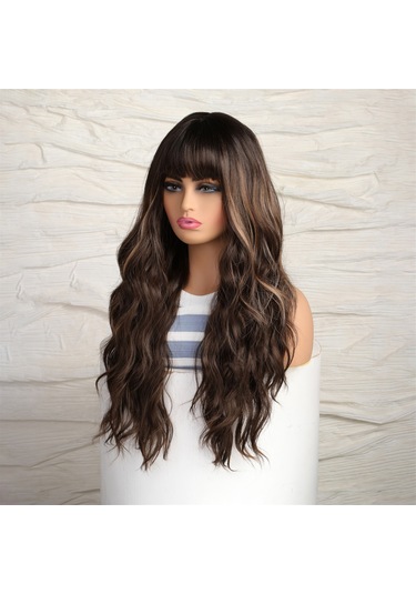 Uzun Kıvırcık Kahverengi Saç Peruk Doğal Ve Hacimli Dalgalı Bukleler Saçaklı Kadın Pe Isıya Dayanıklı Peruk Kaynak Çıtçıt 58638773