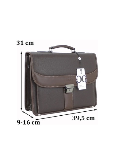 Case Club El Omuz Çantası & Laptop Bölmeli Evrak Çantası 15,6 İnç Kilit Mekanizmalı Kahverengi