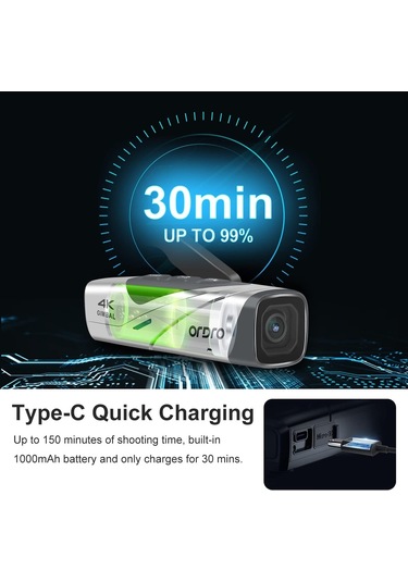 Ordro EP8 Giyilebilir 4K Video Kamera