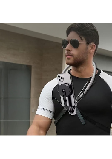 Jmary Mg-02 2in1 Eller Serbest Magnetik Boyun Askılı Telefon Tutucu Gri