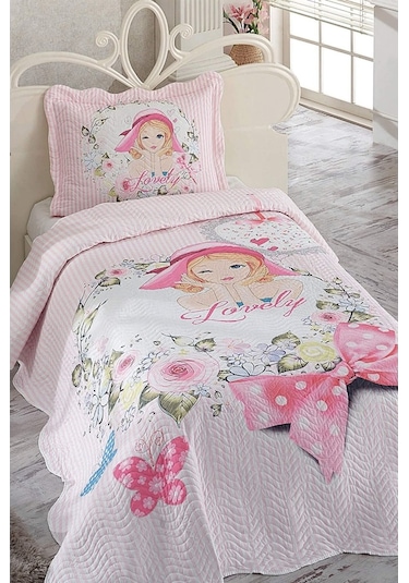 Örtüm Lovely Tek Kişilik Kapitone Yatak Örtüsü Takımı - Pembe