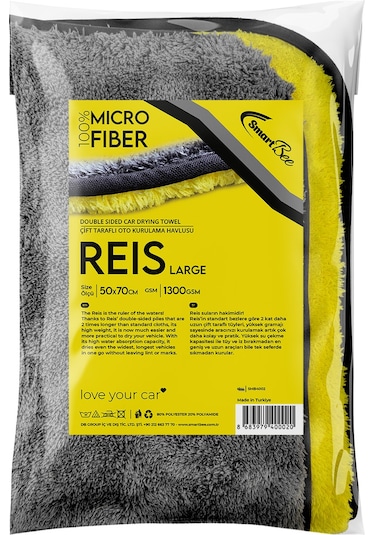 Reis Çift Kat Mikrofiber Oto Kurulama Havlusu 50×70 1300GSM