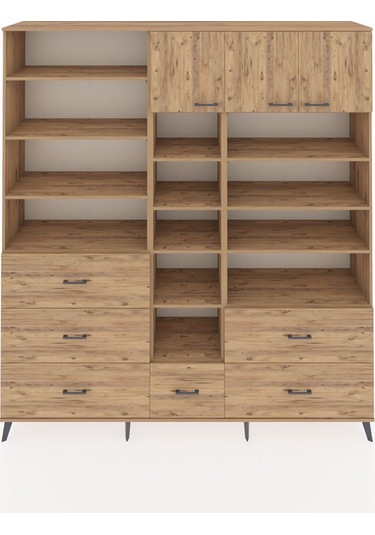 Hyperion Dolap 17 Raflı 6 Çekmeceli 3 Kapaklı 220x44x243 Çam-çam/çam Atlas Çam/atlas Çam