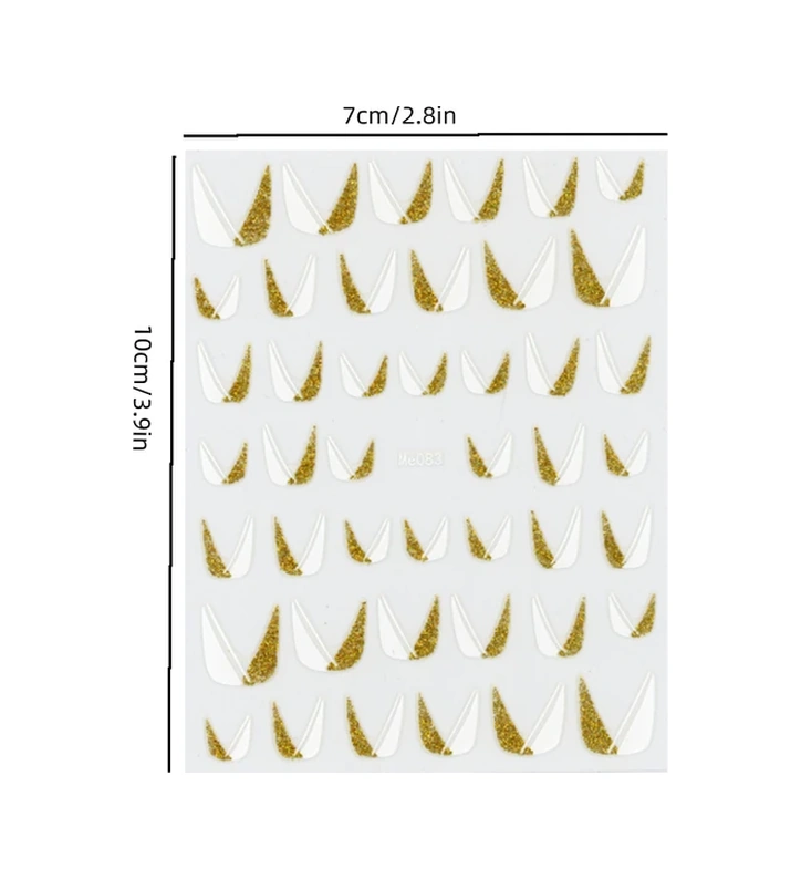 Gateesat French Uçlar 3d Parıltılı Pembe Beyaz Dekorasyon Tırnak Sticker