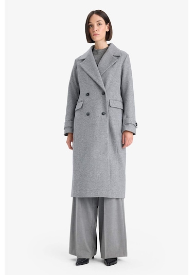 Defacto Regular Fit Düğmeli Kaşe Uzun Kaban F1215ax25wnar229 Antrasit-ar229