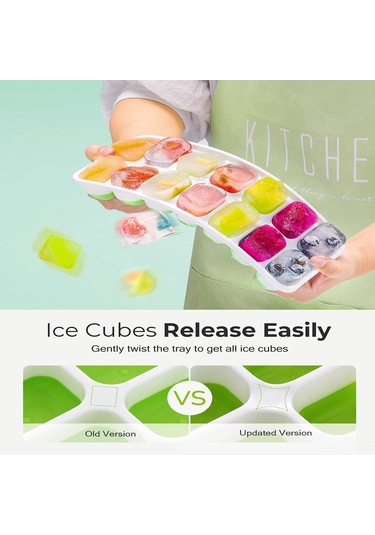Hfambition 4'lü Silikon Buz Küpü Seti, Çıkarılabilir Kapağıyla Hızlı Buz Yapımı, Soğuk İçecekler İçin Pratik Çözüm Çok Renkli