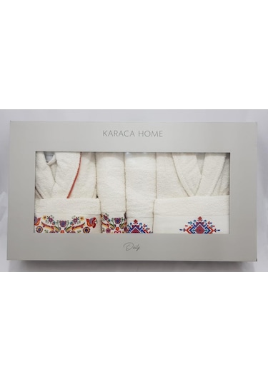 Karaca Home Chipas Offwhite Nakışlı Aile Banyo Seti Çok Renkli