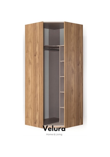 İzgi 10 Temperli Cam Kapaklı Gardırop Dolap Ceviz