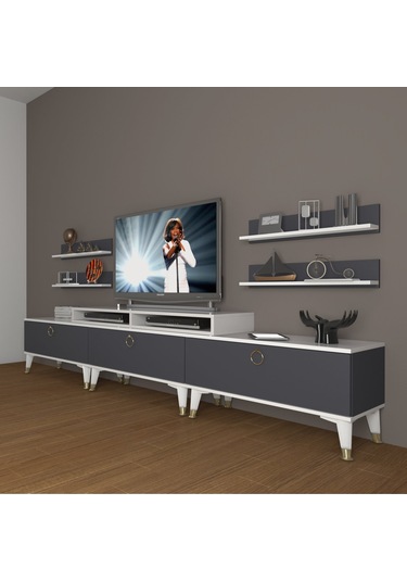 Decoraktiv Ekoflex 270r Mdf Gold Tv Ünitesi Tv Sehpası Beyaz - Antrasit