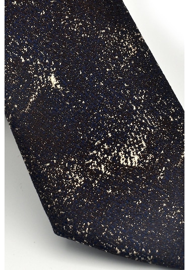 Gaffy Bej Desenli Kahverengi Dokuma Kumaş Mendilli Slim Fit Kravat // Sdk-2613-6 Bej