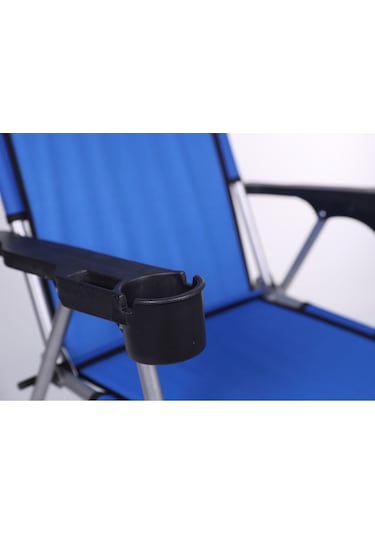 Alin Metal 4''lü Lüks Bardaklı Kamp Sandalyesi Ve Masa Set Mavi Mavi